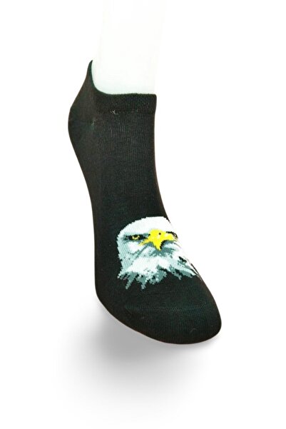Royaleks Black and White Eagle Patterned Sporty Unisex Short Ankle Socks Summ...