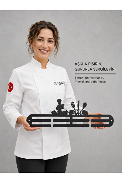 Serend CHEF, GASTRONOMİ, AHÇI, ŞEF MADALYA ASKISI - METAL ÜRÜN - ELEKTROSTATİK TOZ BOYALI - 2,5mm kalınlık