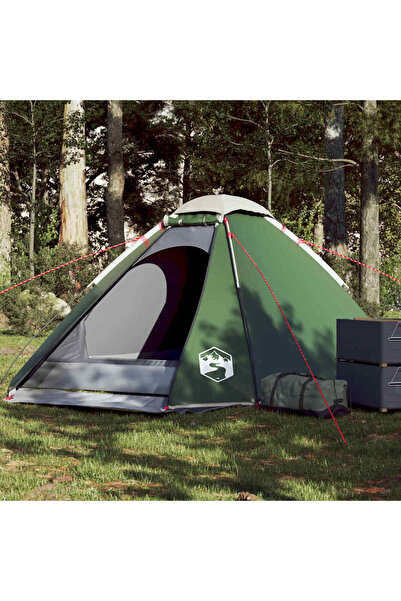 vidaxl Cort de camping cupola pentru 4 persoane, verde, impermeabil