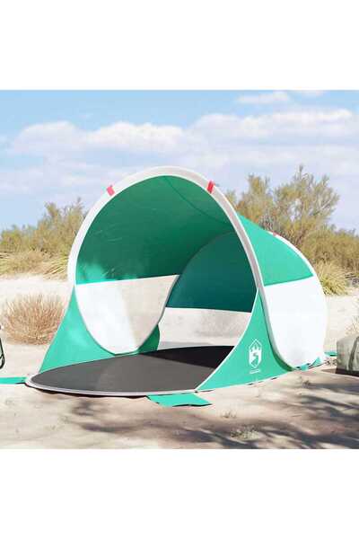 vidaxl Cort de plaja pop-up, verde marin, impermeabil