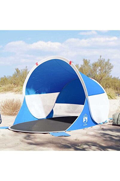 vidaxl Cort de plaja pop-up, albastru azur, rezistent la apa