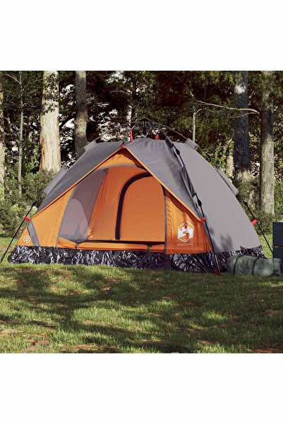 vidaxl Cort camping cupola 2 persoane, gri/portocaliu, setare rapida