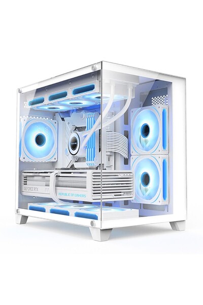 1stPlayer Carcasa 1stPLAYER® MV6-wh, 6 ventilatoare aRGB infinity efect plus ...
