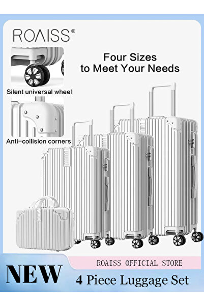 ROAISS 4 Pcs Hardshell Luggage Set for Unisex Durable Lightweight Silent Univ...