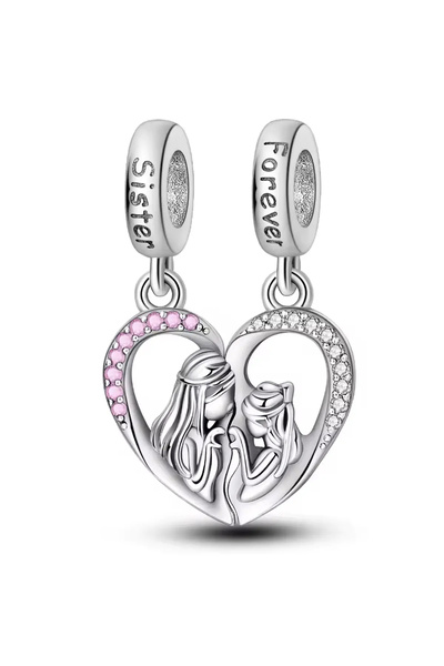 Fubena Ayrılabilir Daima Kız Kardeş Kalp Sallantılı Charm