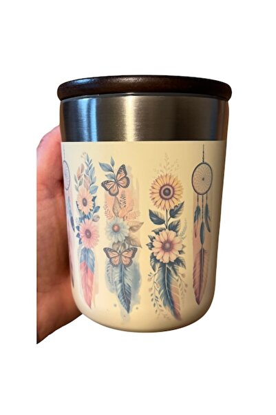 OEM FINIO 300 ml thermos mug, recycled stainless steel, airtight acacia wood ...