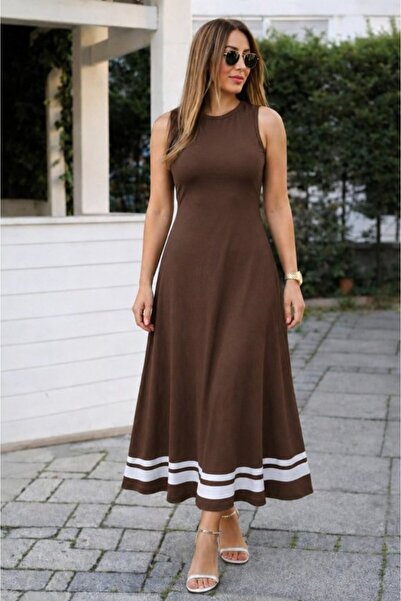 Wear Up Rochie lungă din viscoză pentru femei, cu bretele, decolteu rotund și...