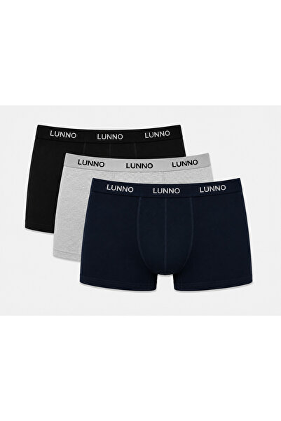 LUNNÓ 3'lü Pamuklu Likralı Esnek Boxer Seti