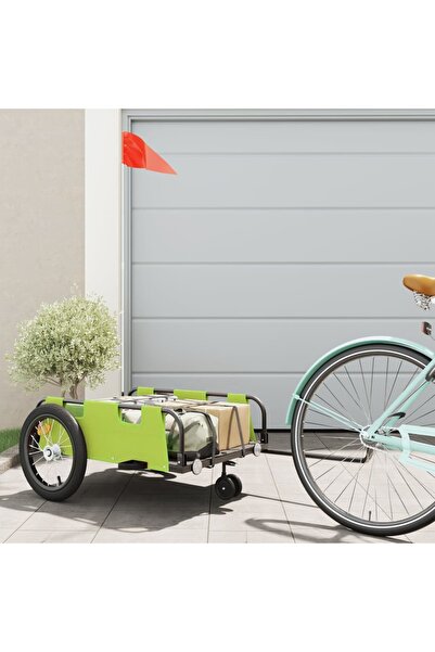 vidaxl Bicycle trailer, green, oxford fabric and iron