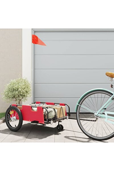 vidaxl Bicycle trailer, red, oxford fabric and iron