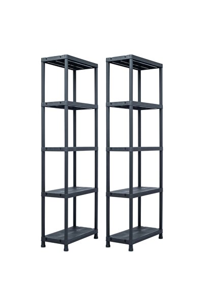 vidaxl Rafturi de depozitare 2 buc. negru 60x30x180 cm plastic 125 kg