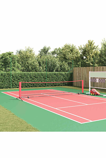 vidaxl Rețea de tenis Manual Negru și roșu 396 x 92 x 87 cm Poliester