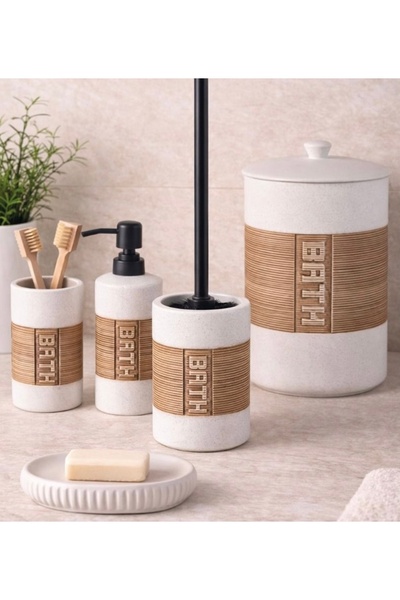 AROW Çıragan Home Porselen 5 Parça Banyo Takımı