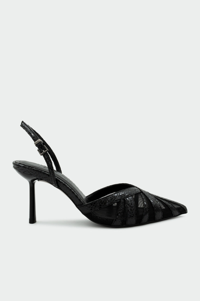 LAMİNTA Juan Asymmetric Cut Women's Black Heeled Shoes