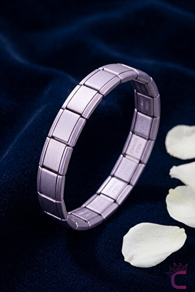 Cinderella Accessories Simli Lila Renkli Paslanmaz Çelik İtalyan Charm Bilekl...