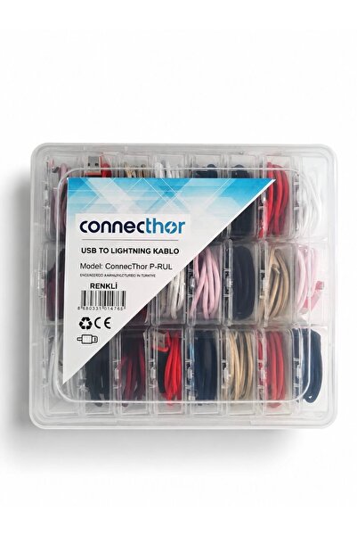 COMPAXE ConnecThor P-RUL USB to Lightning Renkli Şarj Kablosu 24’lü Set