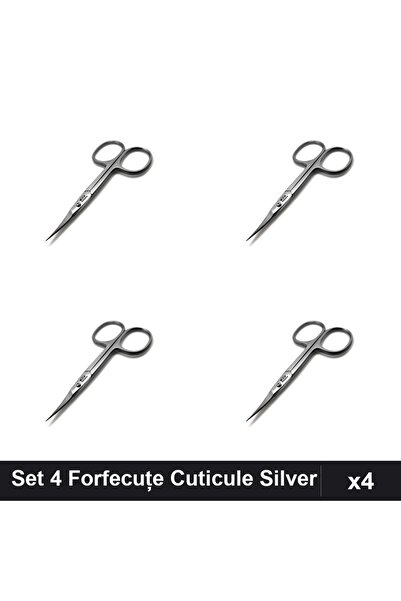 One Group Set 4 Forfecuțe Profesionale Cuticule Silver, Manichiură