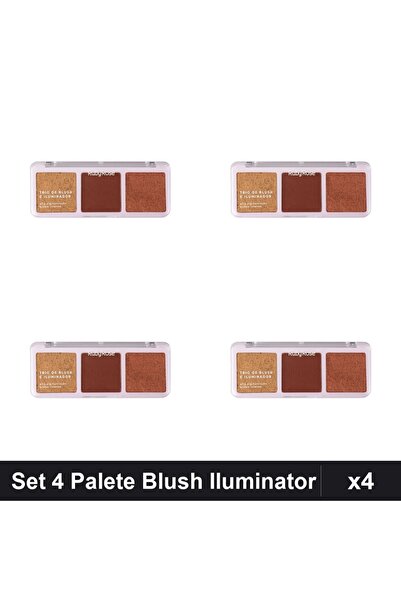 Ruby Rose Set 4 Palete Blush și Iluminator Dark Palette, Makeup Profesional