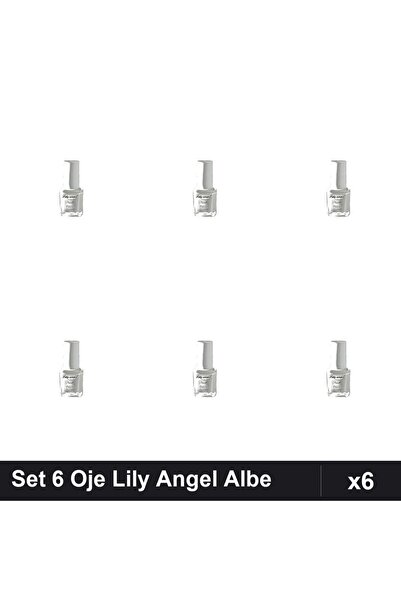 NAİLS Set 6 Oje Semipermanente Lily Angel Albe 5ml, Stampila Manichiura UV/LED