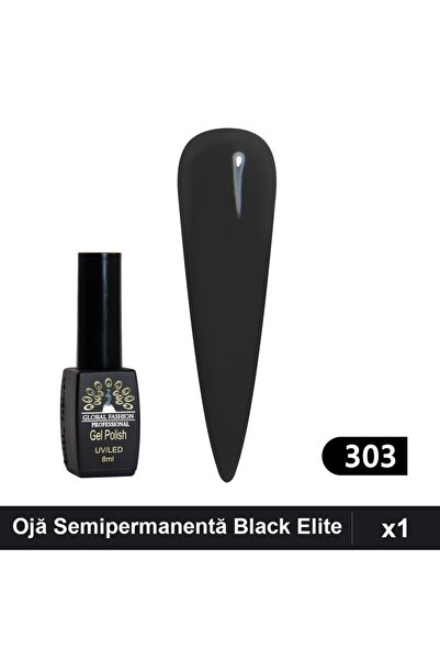 global fashion Semi-permanent Nail Polish Black Elite 8ml, Shade 303, UV/LED ...