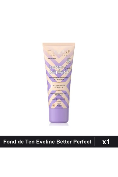 Eveline Fond de Ten Better than Perfect 02 Light-Vanilla 30ml, Acoperire Comp...