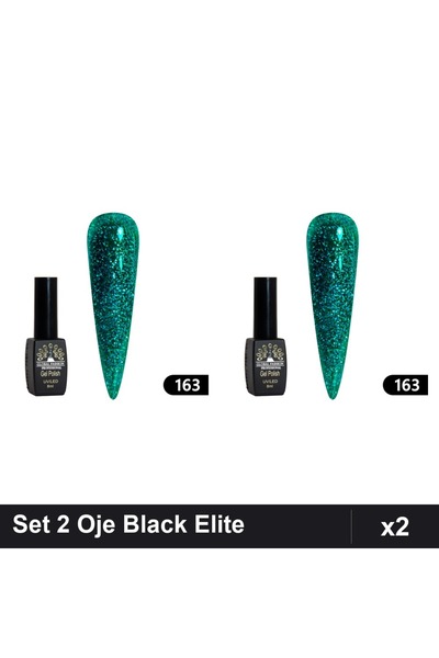global fashion Set 2 Oje Semipermanente Black Elite 8ml, Manichiura UV/LED,