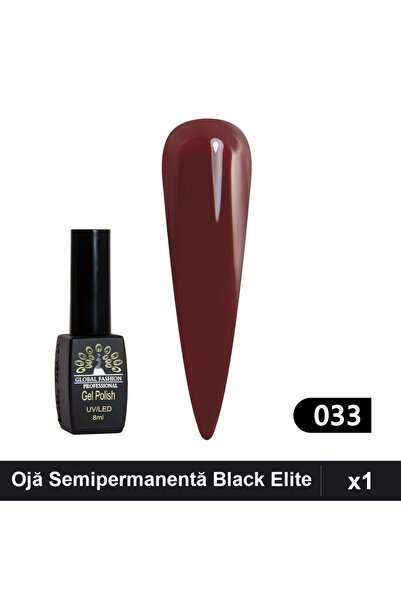 global fashion Ojă Semipermanentă Black Elite 8ml, Nuanță 033, Manichiură UV/LED