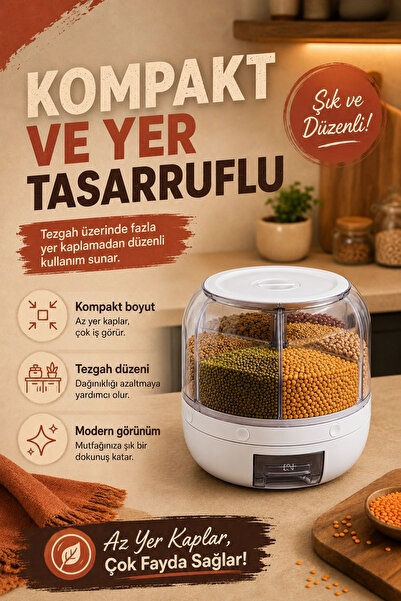 Genel Markalar Pirinç Mercimek Makarna İçin 6 Hazneli Kuru Gıda Saklama Kutus...