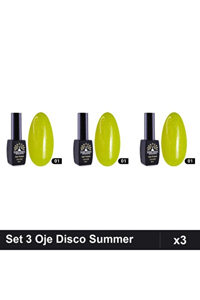 global fashion Set 3 Oje Semipermanente Disco Summer 01, 8ml, Manichiura UV/LED