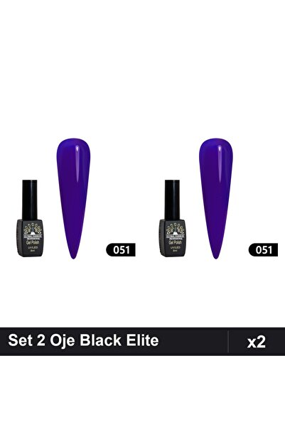 global fashion Set 2 Oje Semipermanente Black Elite 8ml, Nuanță 051, Manichiu...