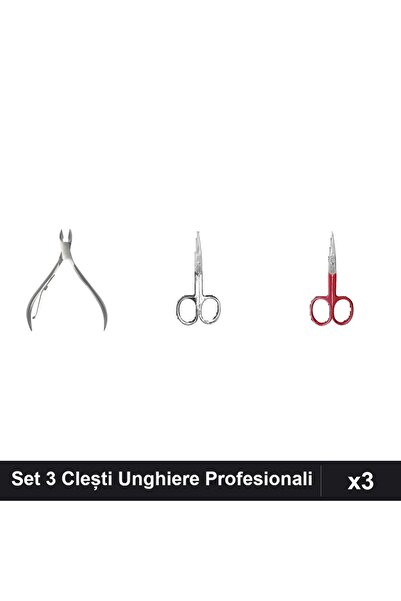 One Group Set 3 Clești Unghiere Profesionali, Clește Cuticule și Forfecuțe Ne...