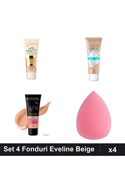 Eveline Set 4 Fonduri de Ten Eveline, Nuante Beige Ivory, Satin Matt CCC Magi...