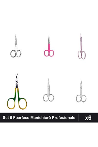 One Group Set 6 Foarfece Profesionale Manichiură, Unghii și Cuticule, Negru A...