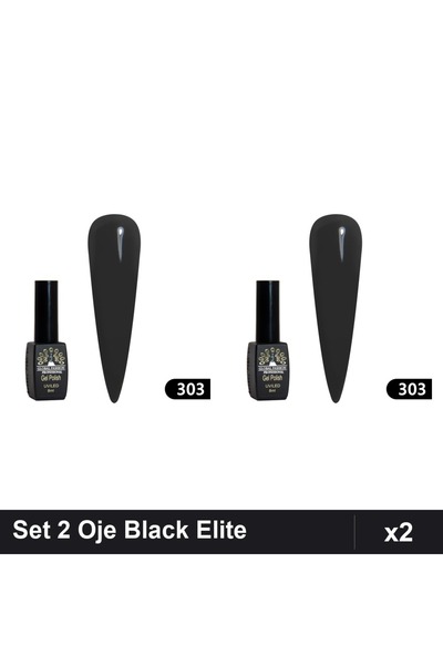 global fashion Set 2 Oje Semipermanente Black Elite 8ml, Manichiura UV/LED Pr...