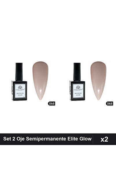 global fashion Set 2 Oje Semipermanente Elite Glow 15ml, Gel Polish UV/LED