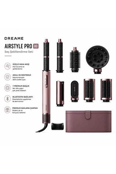 Dreame Airstyle Pro HI Pembe Yüksek Kaliteli Saç Şekillendirme Seti, 3 Kademe...