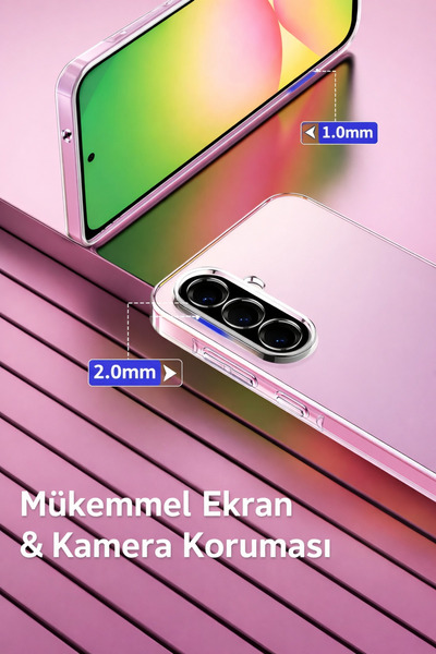 Tech&bello accessories Samsung A37 Compatible Transparent Tpu Silicone Case with Camera and Screen Protection Protrusion