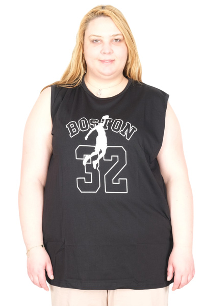 ModeXL Mode XL Real Big Size Women's Athlete Printed Boston U26011 Black