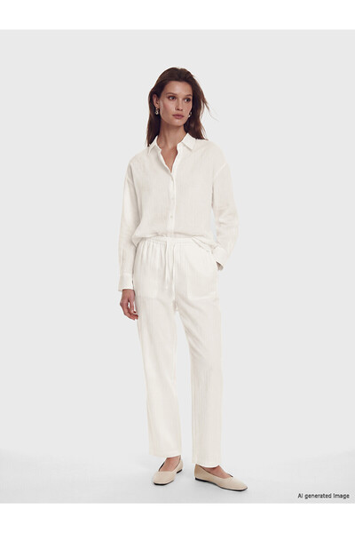 LC Waikiki Nevavm Women's Muslin Pants with Elastic Waist