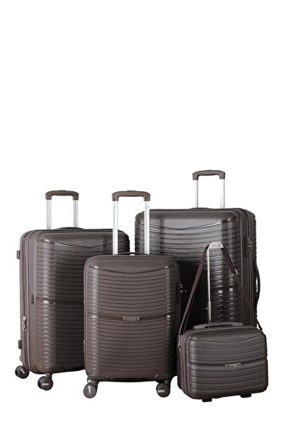 MÇS V379 AURA Y.ÜRETİM PP VALİZ SET + MAKYAJ KEMİK/GRİ SET