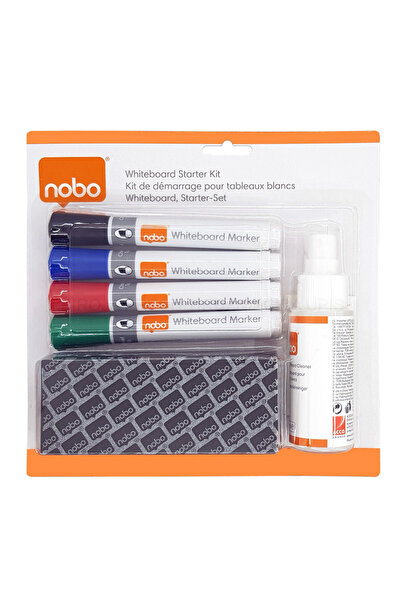 Nobo KIT TABLĂ MAGNETICĂ (4 MARKERE + BĂLĂMĂ + REZERVĂ + SPRAY DE 50ML)
