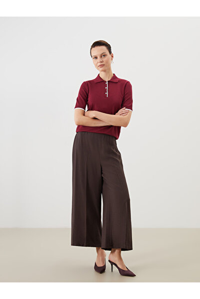 LC Waikiki Nevavm Women's Pleated Wide-Leg Pants with Elastic Waist