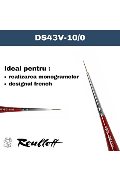 Roubloff Perie de unghii cu capac, DS43V Nr. 10/0, din păr sintetic