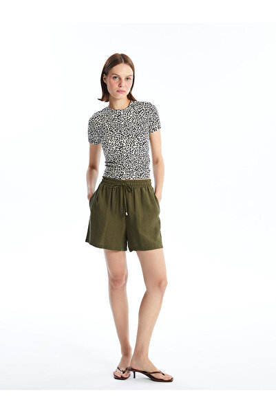 LC Waikiki Nevavm Women's Flat Shorts with Elastic Waistband