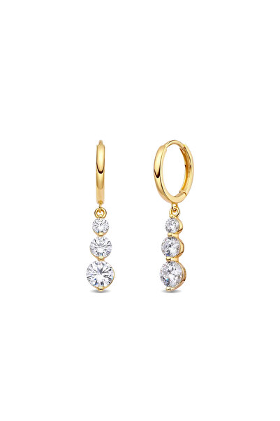 Lisa&Co. Cercei Argint Crystal Sway Hoop Argint placat cu aur galben / Zircon...