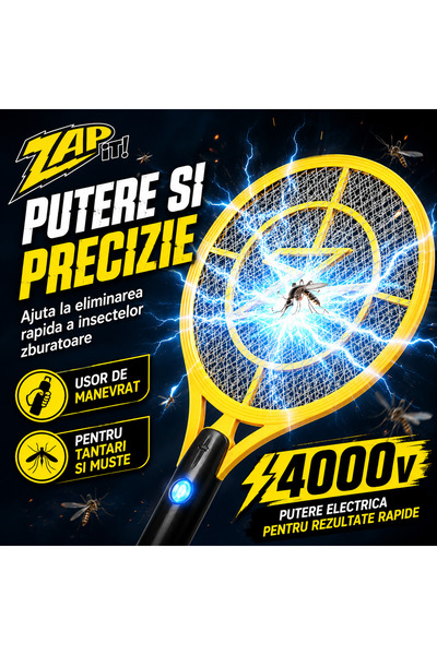 OEM Aparat electric anti-țânțari și muște, set de 2 bucăți, reîncărcabil prin USB, 4000V, lumină LED, plasă de protecție triplă, pentru utilizare în interior și exterior.