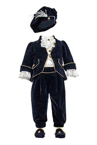 fantasialand Costum botez Micul Print catifea bleumarin