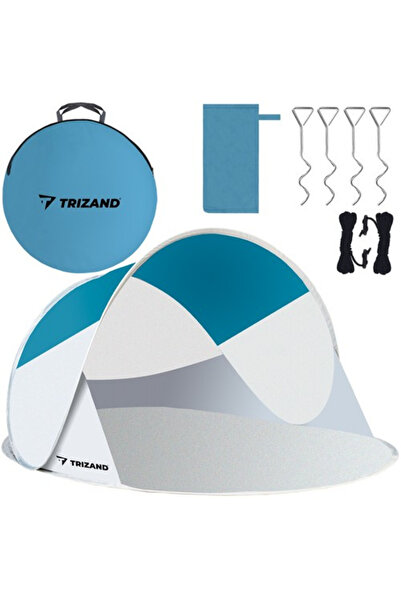 Trizand Cort de plajă pop-up gri-turcoaz 220x120x90 cm – Ușor