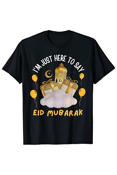 bolivia's Men's Humorous Eid T-shirt, Solid Black Base with Golden Text and B...
