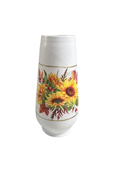 Ceramica Martinescu Ceramic vase 30 cm, sunflower bouquet, hand decorated, de...